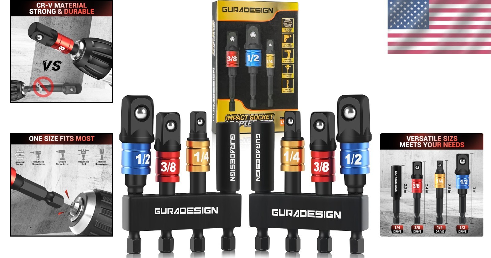 Precision Engineered 8-Piece Socket Adapter Set – Compatible with All Drills