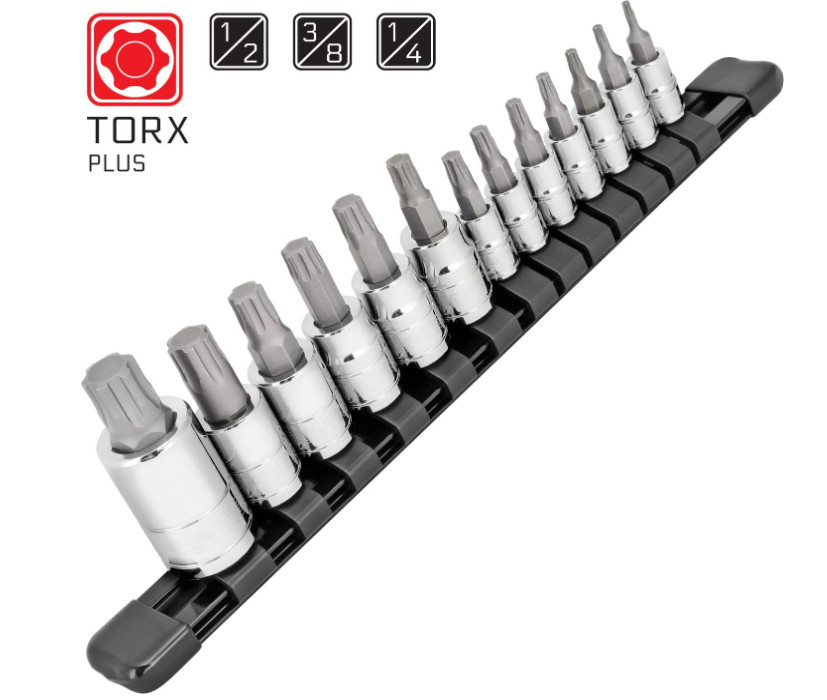 Torx Plus (aka 6 Lobe) Bit Socket Set – 13 Piece, TP-8/IP-8 to TP-60/IP-60