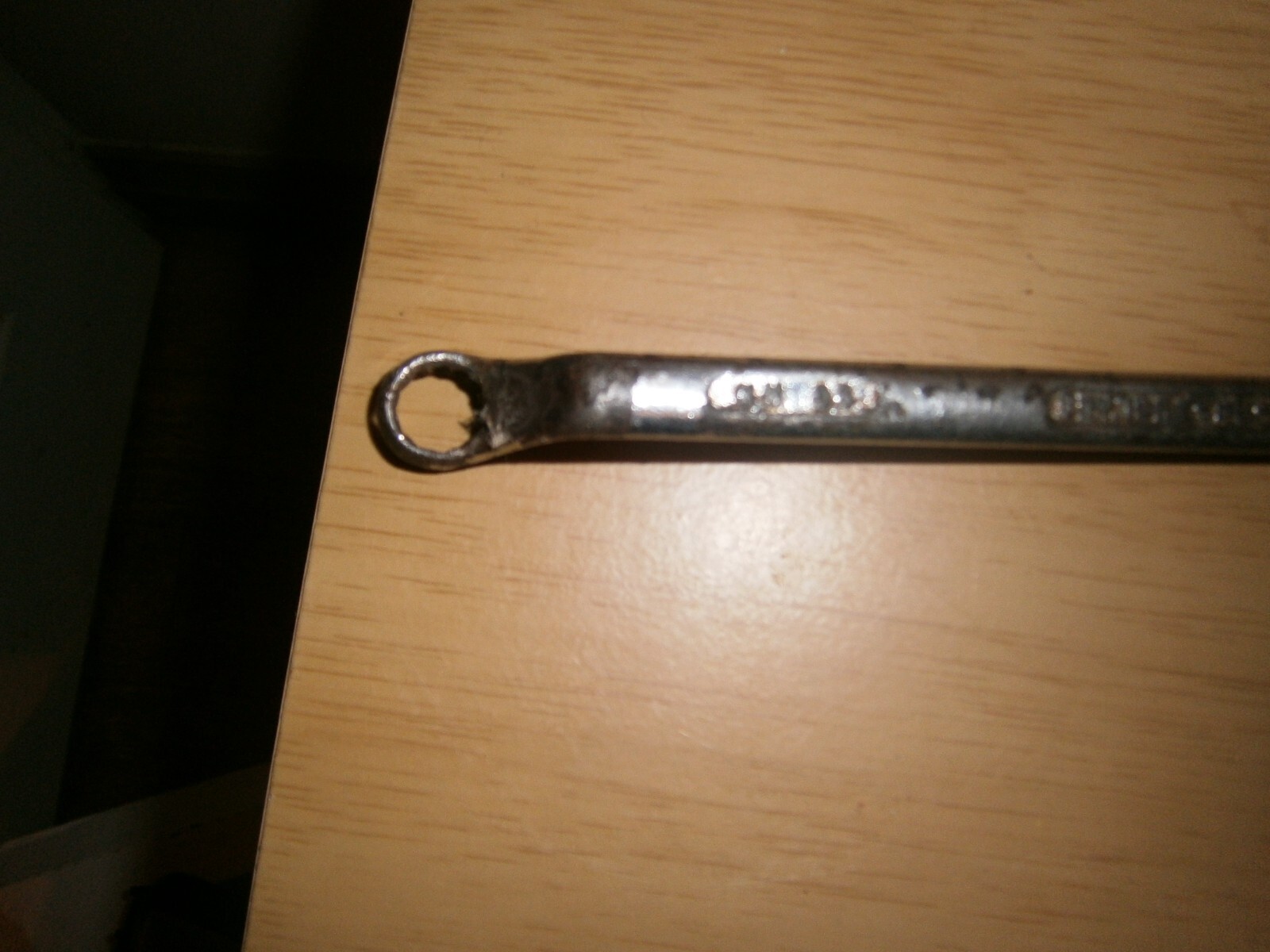 Vintage silver tone spanner. 10 & 11mm both ends.(E6b)