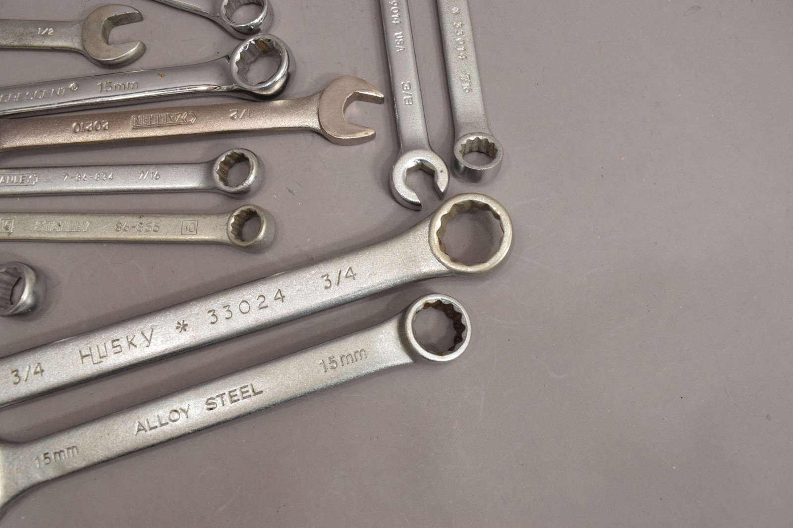 21 piece Mixed Wrench Lot Husky Crescent Stanley SAE Metric Ratcheting USA 5110