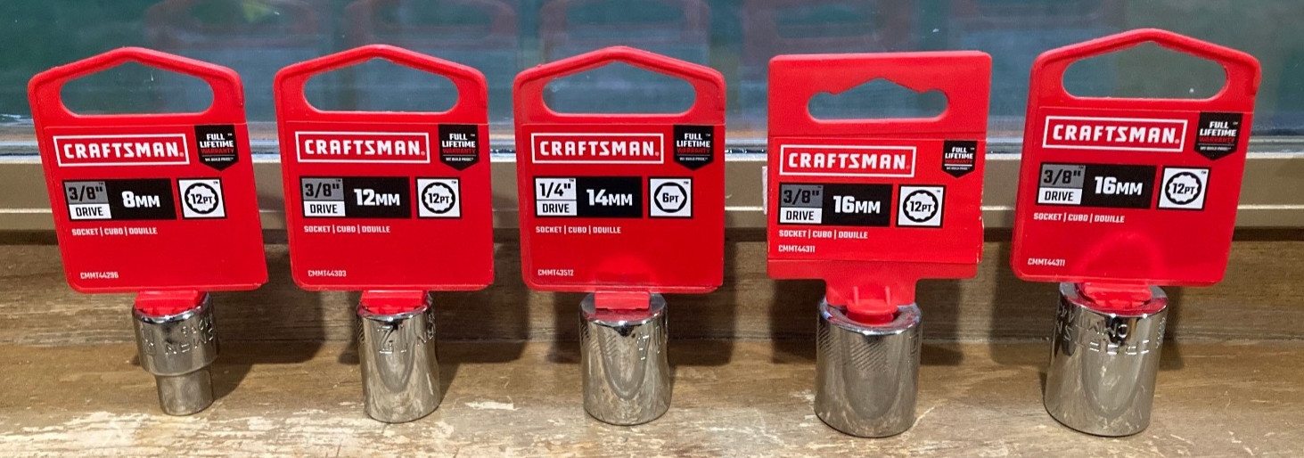 Craftsman Misc. Metric Driver Set, 8mm 12mm 14mm 16mm 16mm New Free Shipping