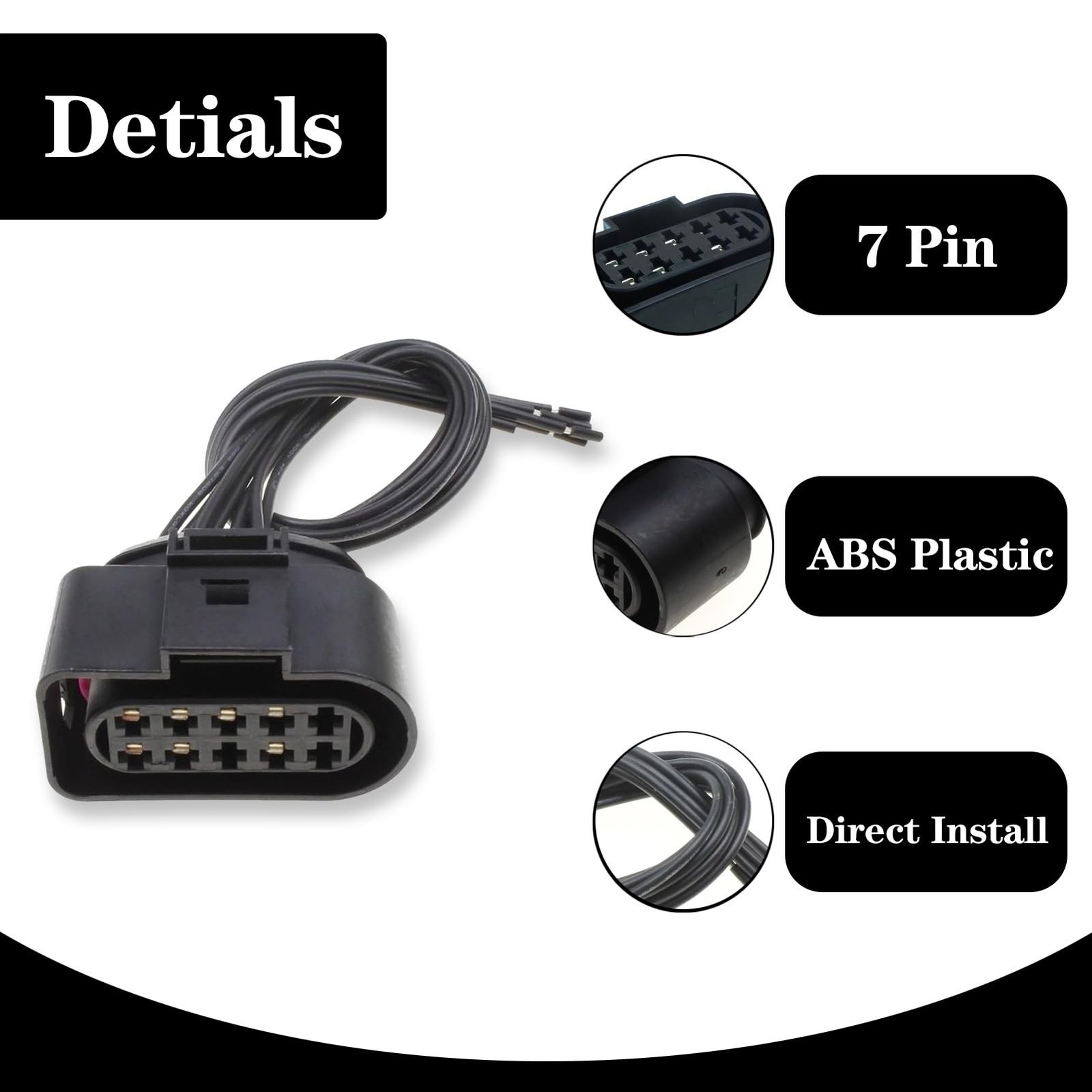GYUPTRK 2 Pack Headlight Pigtail Connector Fit for Kenworth 2 Pack, Black