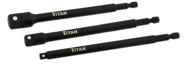 Titan 12086 3pc Impact Socket Adapter Set 1/4 3/8 1/2 Drive Hex Shank