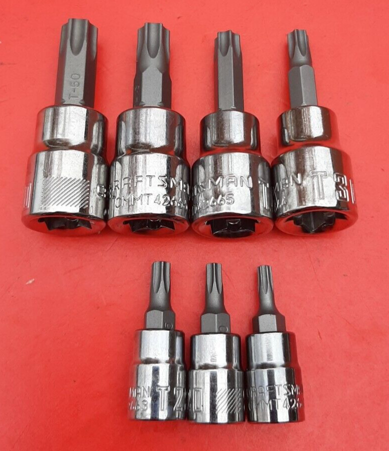 NEW CRAFTSMAN TOOLS 7 Piece 1/4 & 3/8″ Drive Torx Star Bit Driver Socket Set