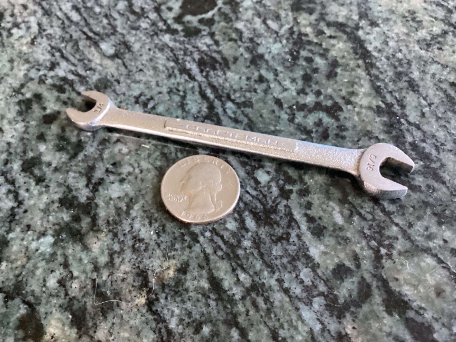 craftsman vintage V type 1/4 to 5/16 open end wrench mechanic set USA used