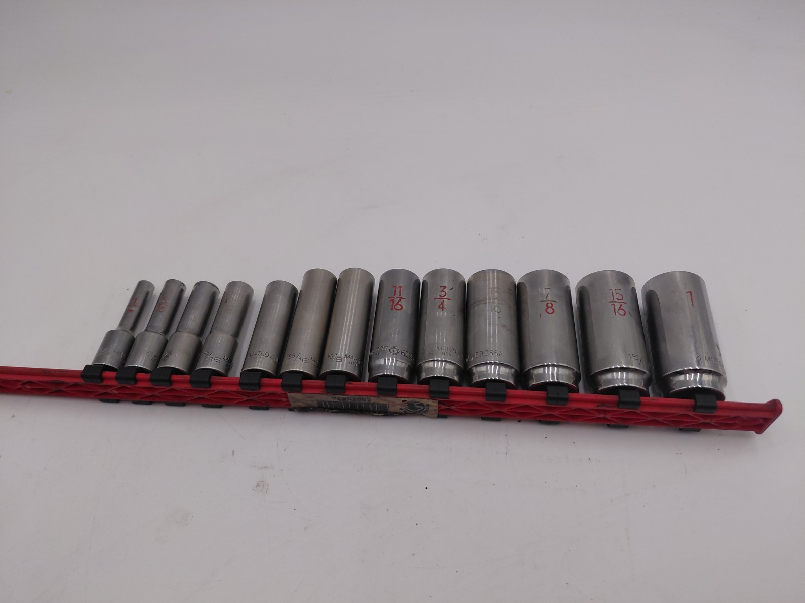 MATCO 13 Piece 3/8″ Drive SAE 6 Point Deep Chrome Socket Set Tools Garage