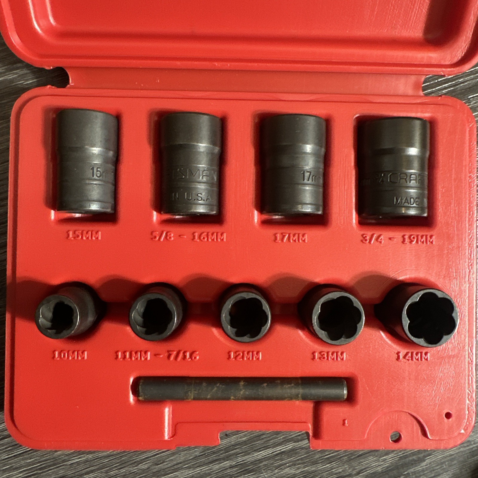 Craftsman USA 10Pc Bolt-Out Damaged Bolt/Nut Remover Extractor Set Complete Nice