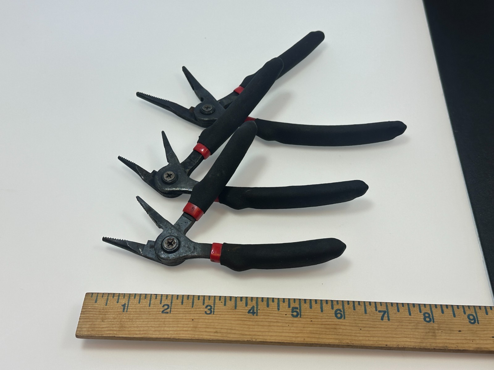 Matco Silver Eagle 3pc Pistol Grip Needle Nose Pliers Set Lot Black Soft Grip