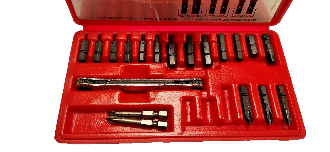 Snap-On 20 pc Ratchet & Bit Set – Model CRA 180PB Exc. Cond. *READ DESCRIPTION*