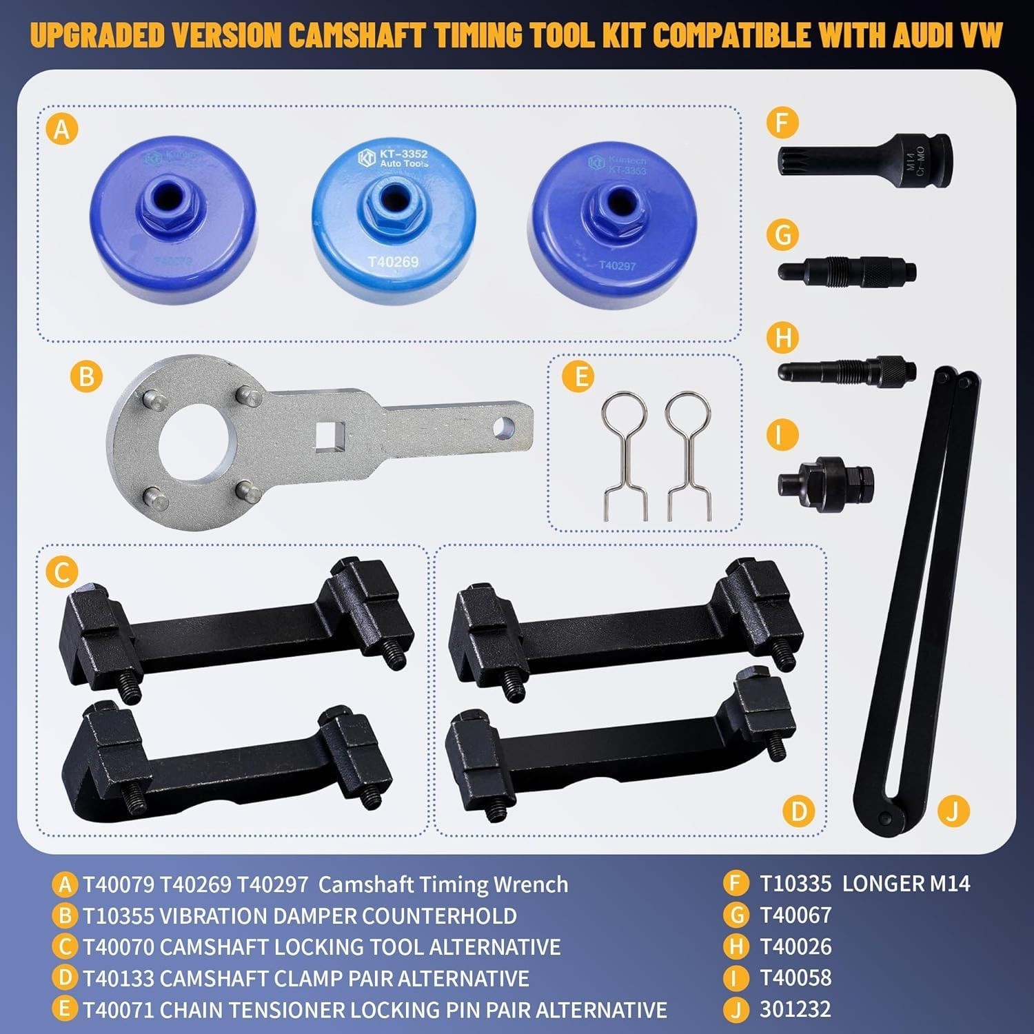 Camshaft Timing Tool Set Kit for VW Audi 2.4 2.5 2.8 3.0 3.2 4.2 5.2T Engine