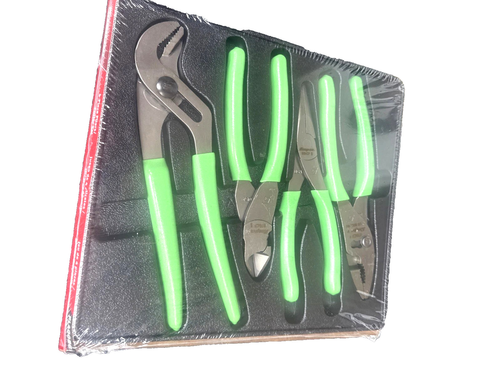 New Snap-on™ PL400B PL400BG Pliers Cutter Set 4-pc Green Vinyl Talon Grip