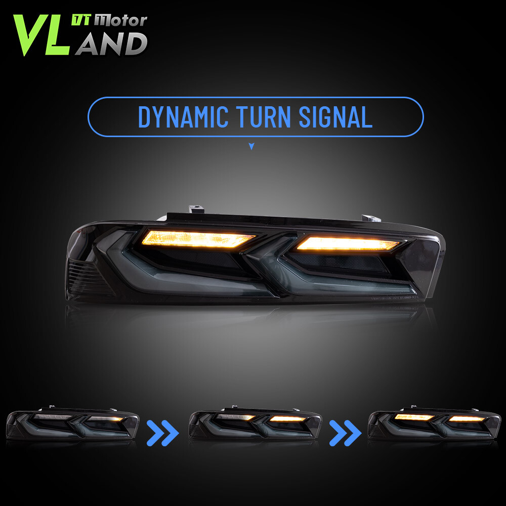 Set VLAND FULL LED Tail Lights For Chevy Camaro 2016-2018 DRL Smoked Rear Lights