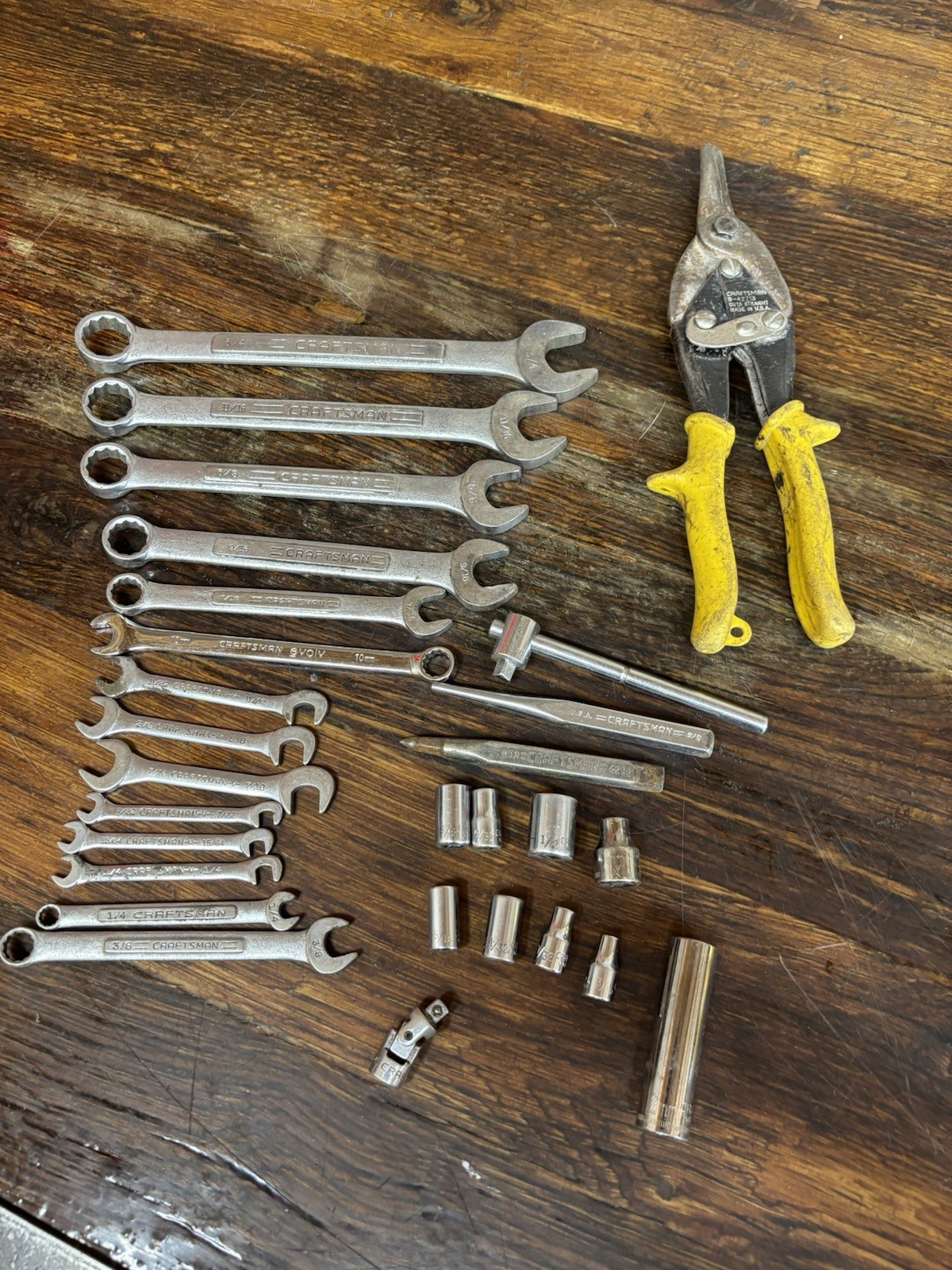Lot Of 28 Craftsman assorted Wrenches, sockets and extras