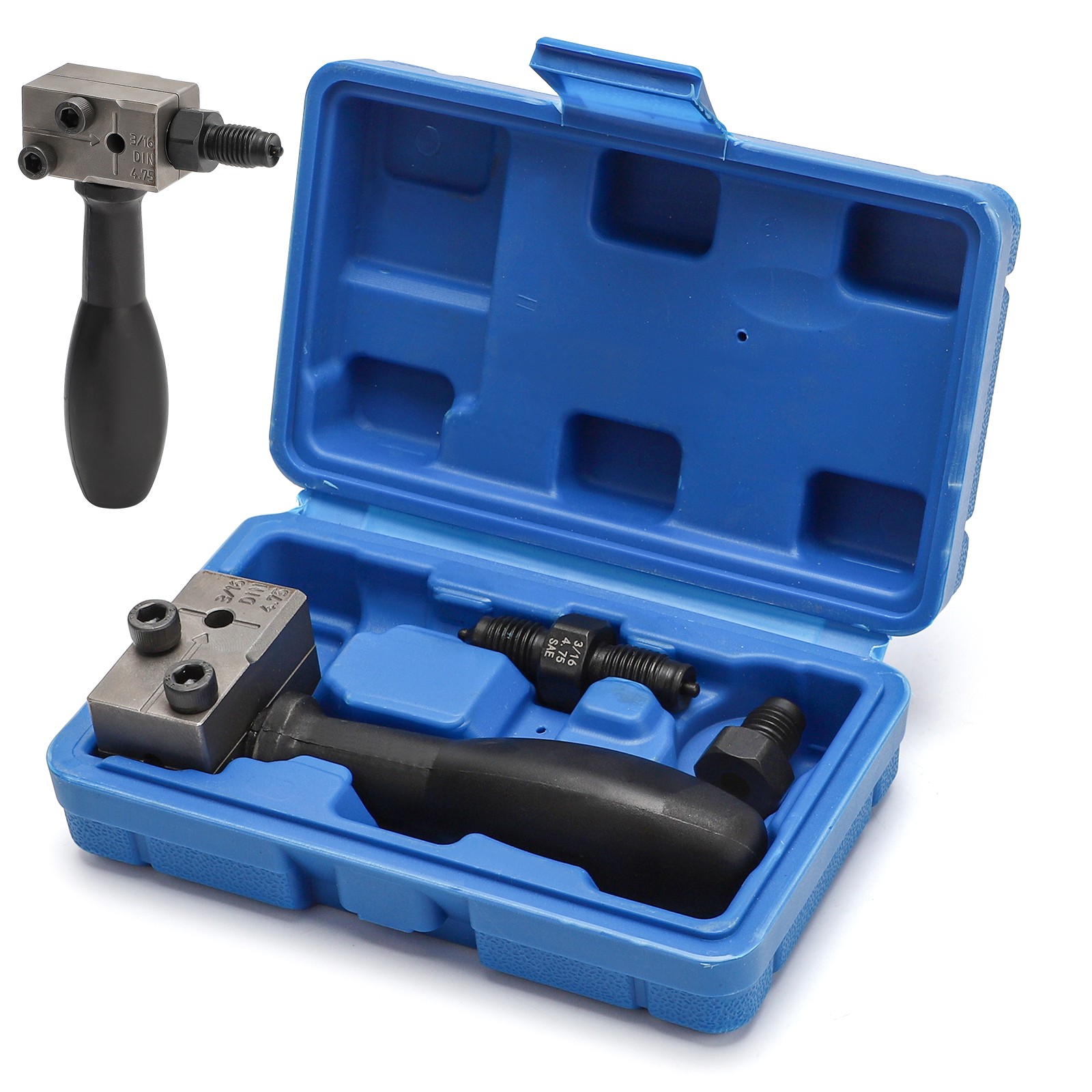 3/16″ Car Brake Line Double Flaring Kit 45° Handheld Pipe Flares Tool w/ Storage