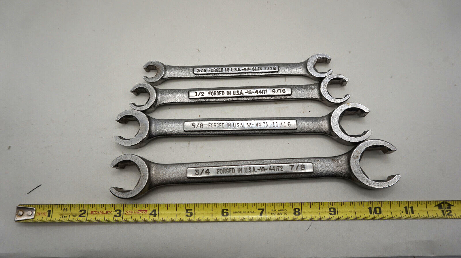 NOS Vintage Sears Craftsman 4pc SAE Flare Nut Wrench Set 44195 -VA- USA