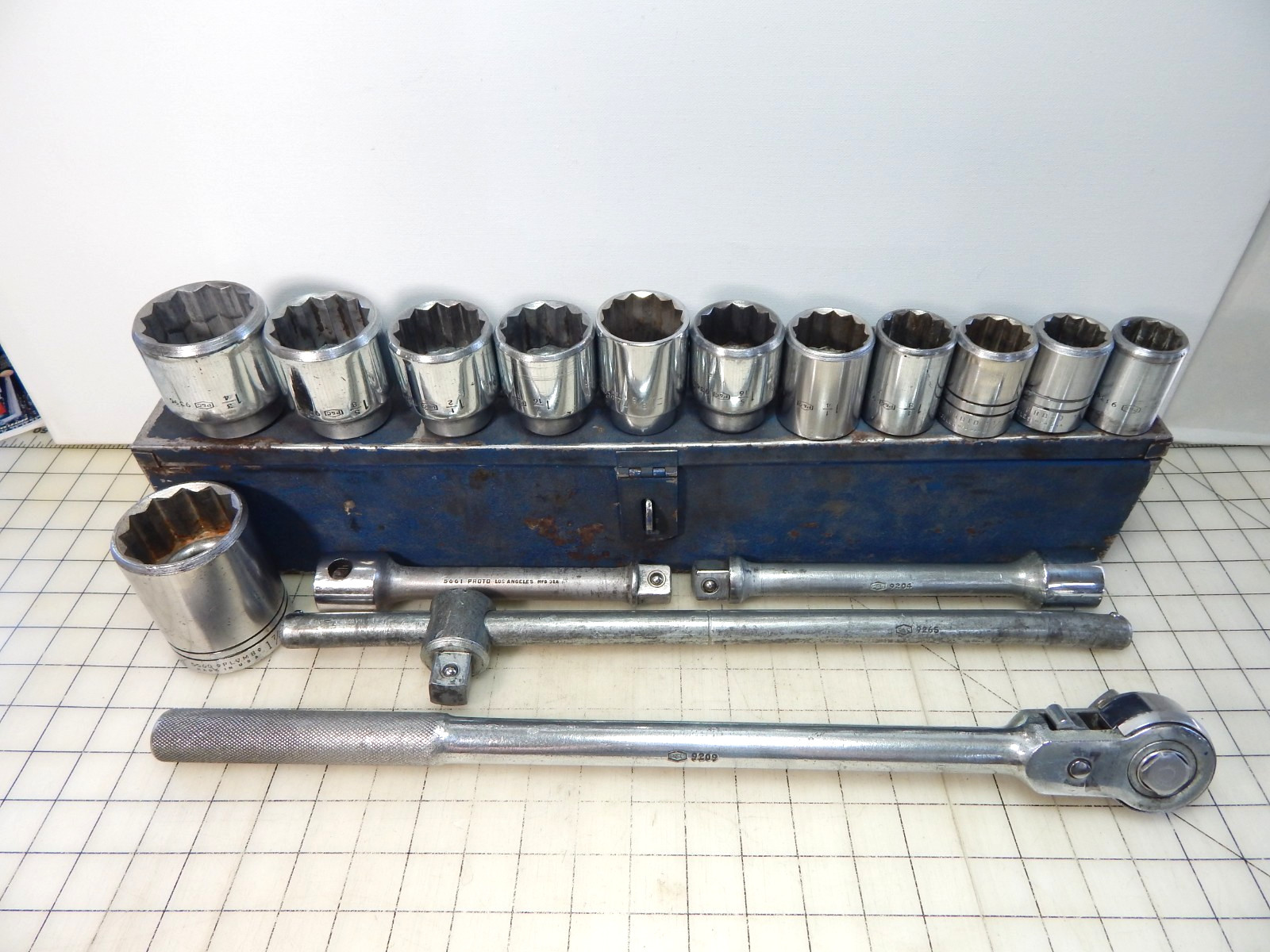 P&C PROTO PLUMB Socket Set 3/4″ Dr. 12pt. Ratchet Metal Box breaker 16pc.