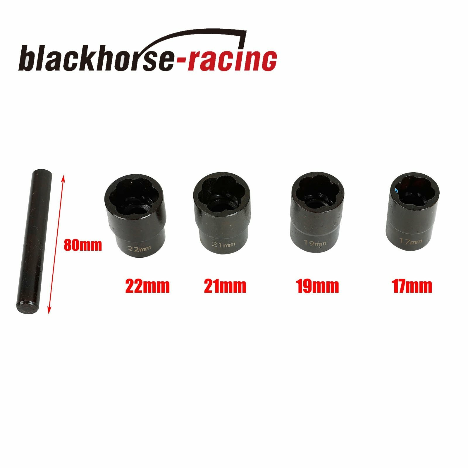 5Pcs Twist Socket Set 4 Damaged Worn Lug Nut & Lock Remover 17,19, 21, 22MM
