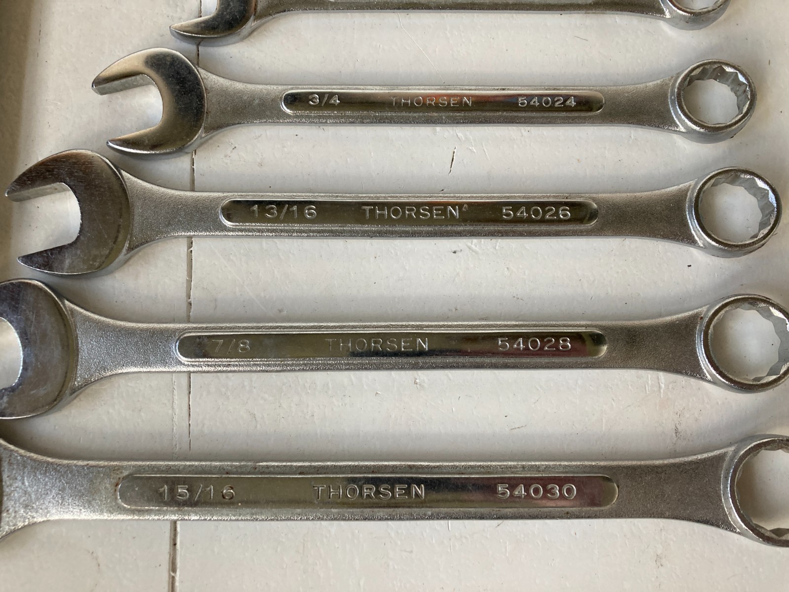 Vintage Thorsen 10 Pc SAE Combination Wrench Set 3/8-15/16 USA