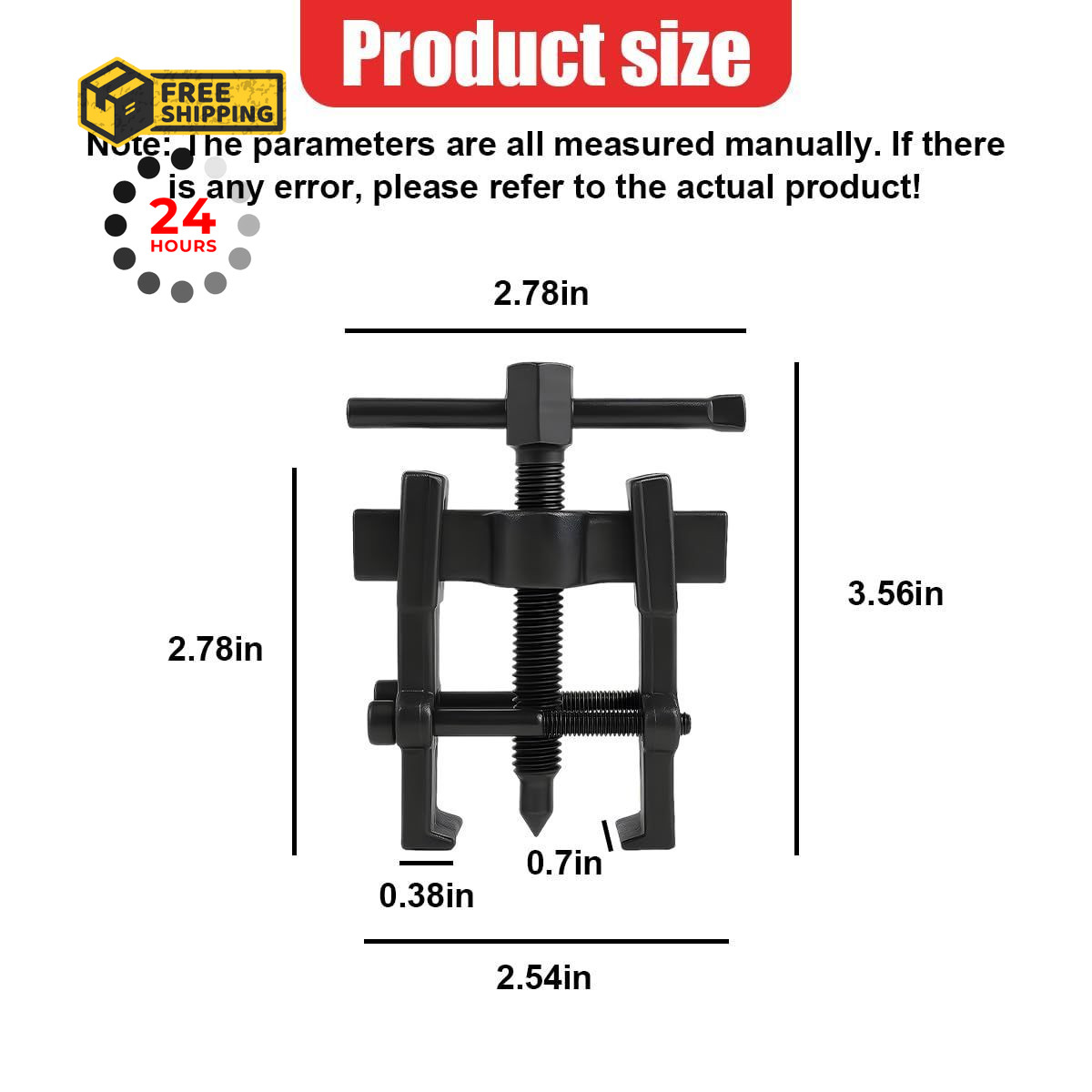 KPFILEH Two Jaw Bearing Gear Puller, 2» Carbon Steel Adjustable Black, Black