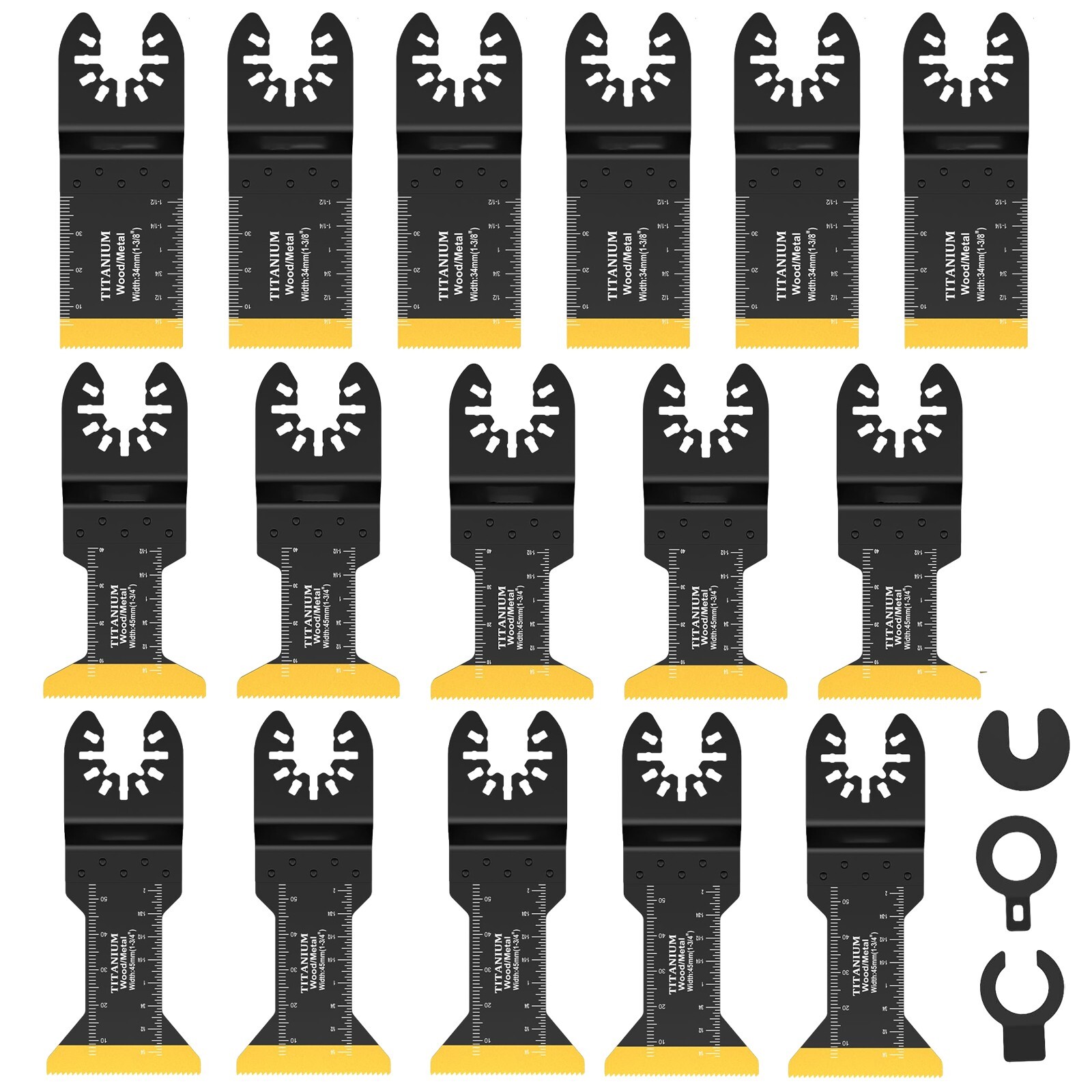 19 PCS Titanium Oscillating Tool Blades Metal Cutting, Universal Multitool