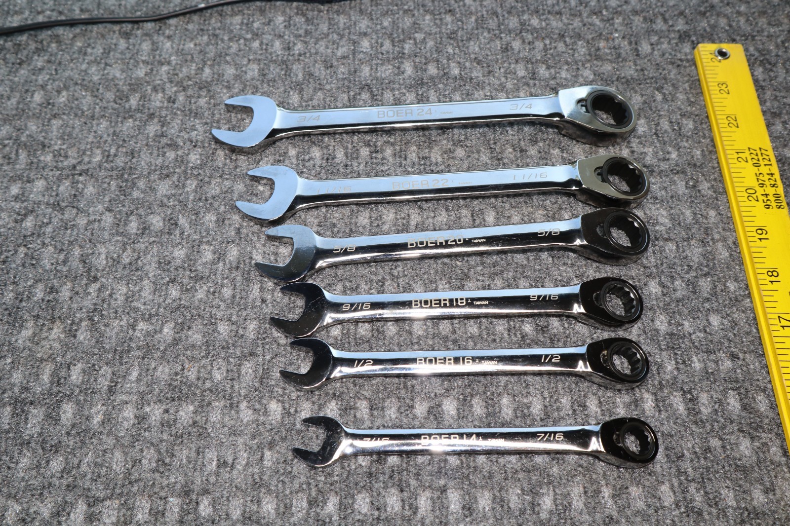 Blue Point BOER Wrench Ratcheting 12 Point Box Set 7/16 1/2 9/16 5/8 11/16 3/4″