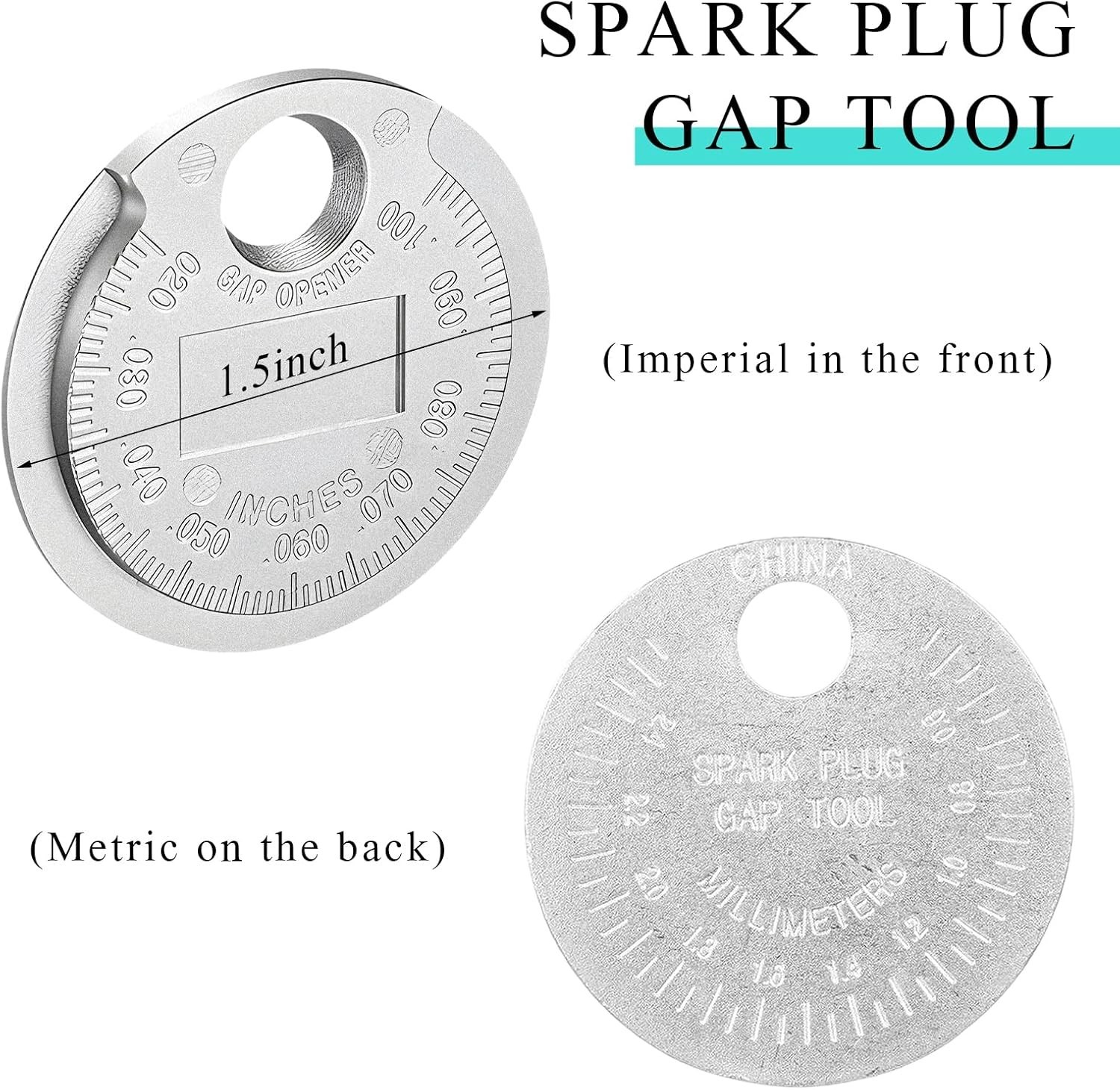 Wire Spark Plug Gauge Zinc Alloy 0.020-0.100 Inch Universal Gap Tool for Cars