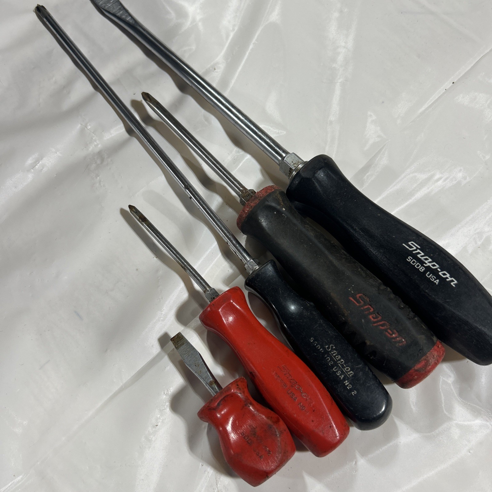 Snap-on USA Screwdriver Lot of 5 Phillips & Flat Blade Hard Handle Mechanics