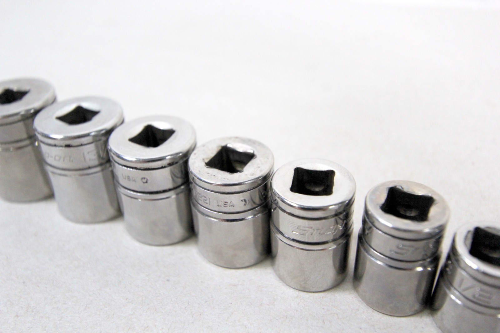 Snap-on F081 – F281 3/8″ Drive 12 Point 11 Piece SAE Chrome Set SEE DESC