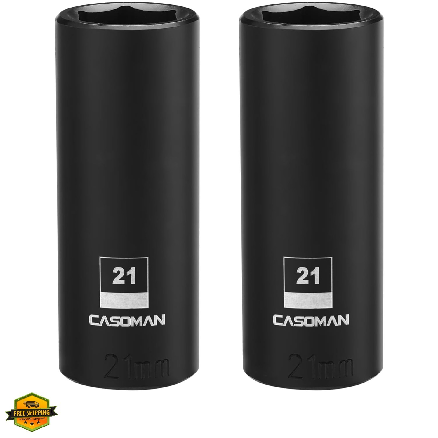 1/2-Inch Drive x 21mm Deep Impact Socket, 2PCS Set, 6-Point, Metric, CR-MO