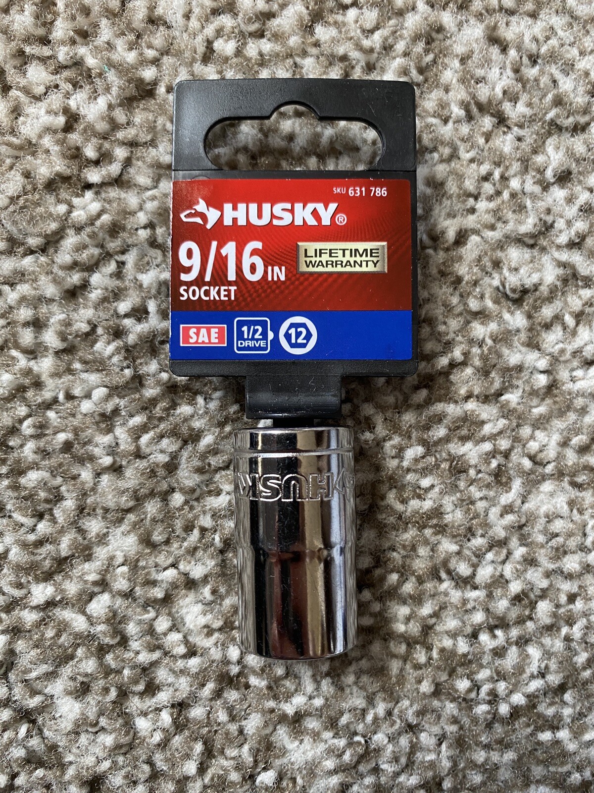 Lot of 5, Husky 1/2 in. Drive 9/16 in. 12-Point SAE Standard Socket 631786 NEW