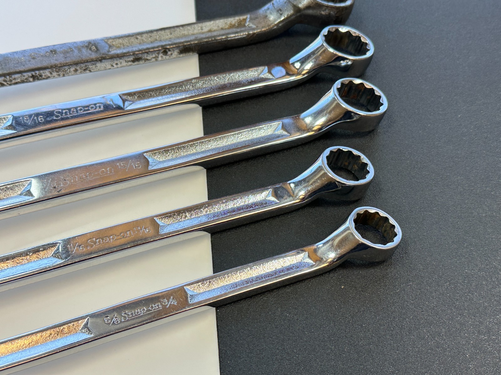 Snap-On Tools USA 5pc XV SAE 5/8″ to 1-1/8” Offset Box End Wrench Set, 12 Point