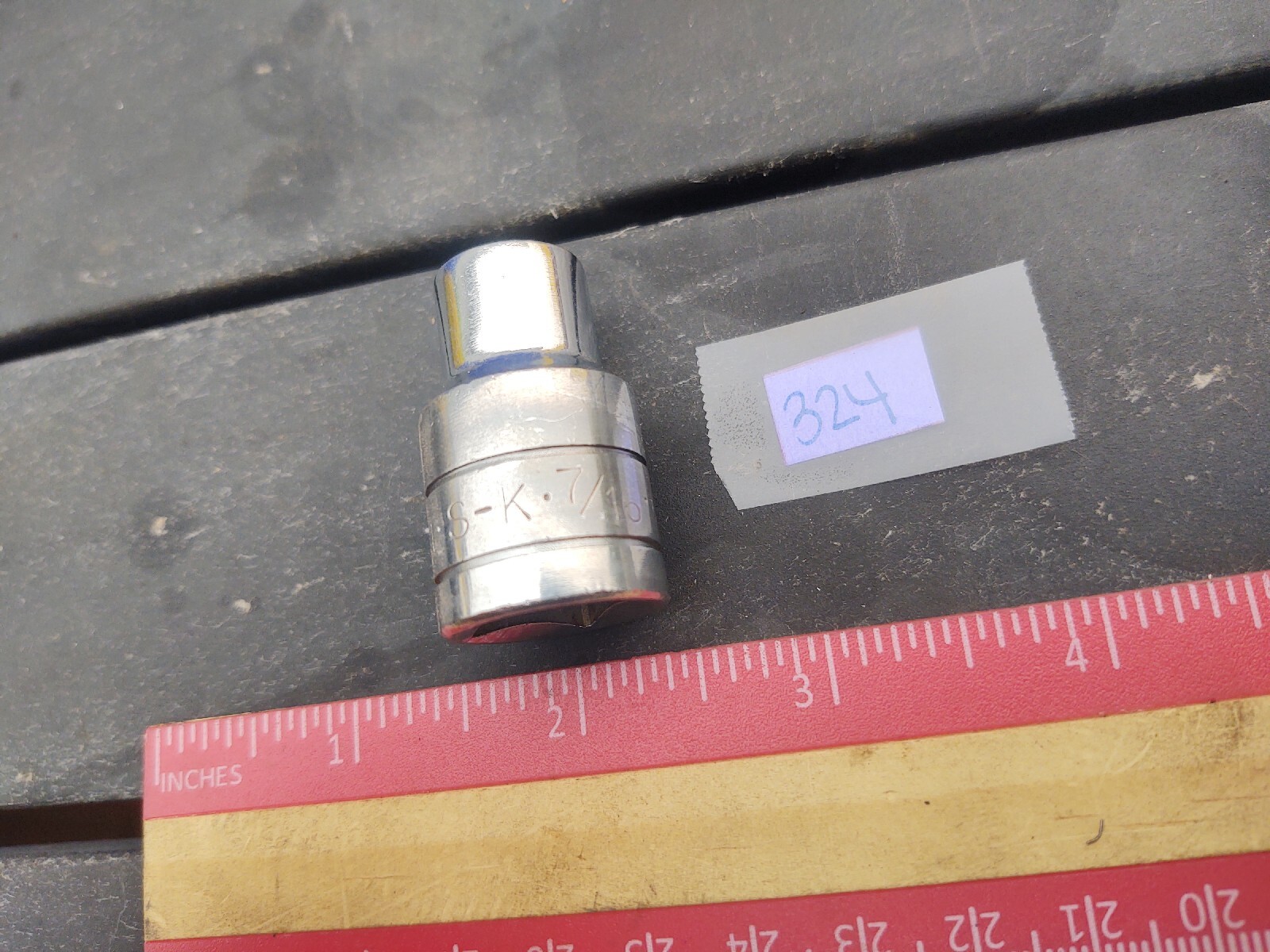 S-K 7/16″ X 1/2″ Shallow Socket Ratchet Tool 6 Point NICE 40114