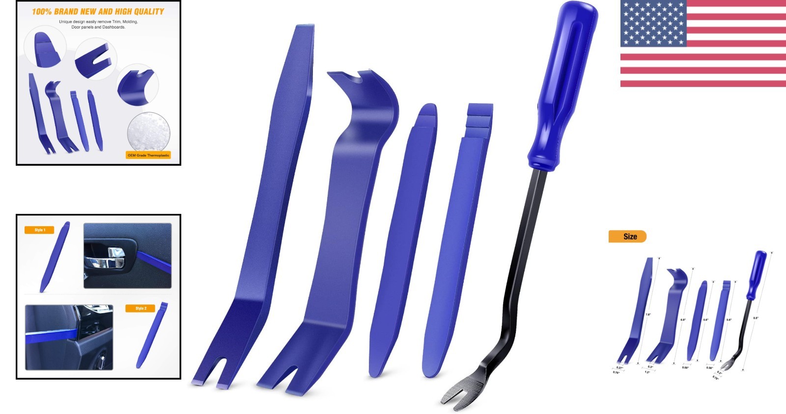 Ergonomic 5PCS Trim Removal Tool Kit for Car Interior & Audio Installation