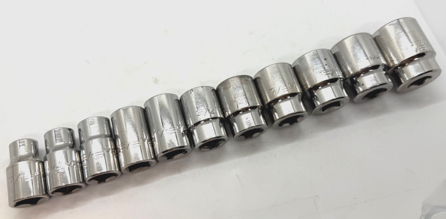 MATCO Tools 7/16” – 1-1/8” SAE Shallow 1/2″ Drive Socket Set Lot 6-Point Chrome