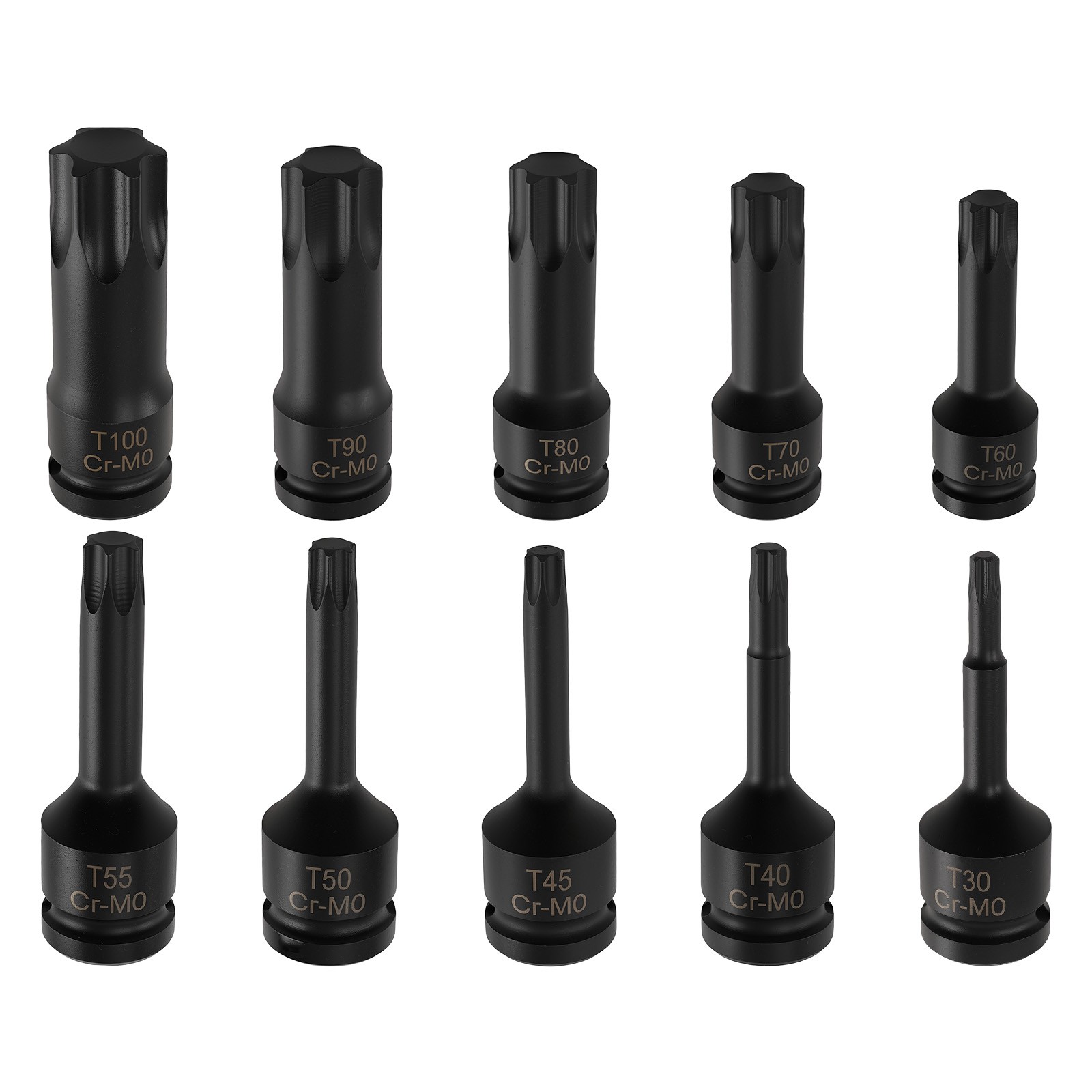 10Pcs T30-T100 1/2 Inch Socket Bits Set Star Drive Impact with Carrying Case