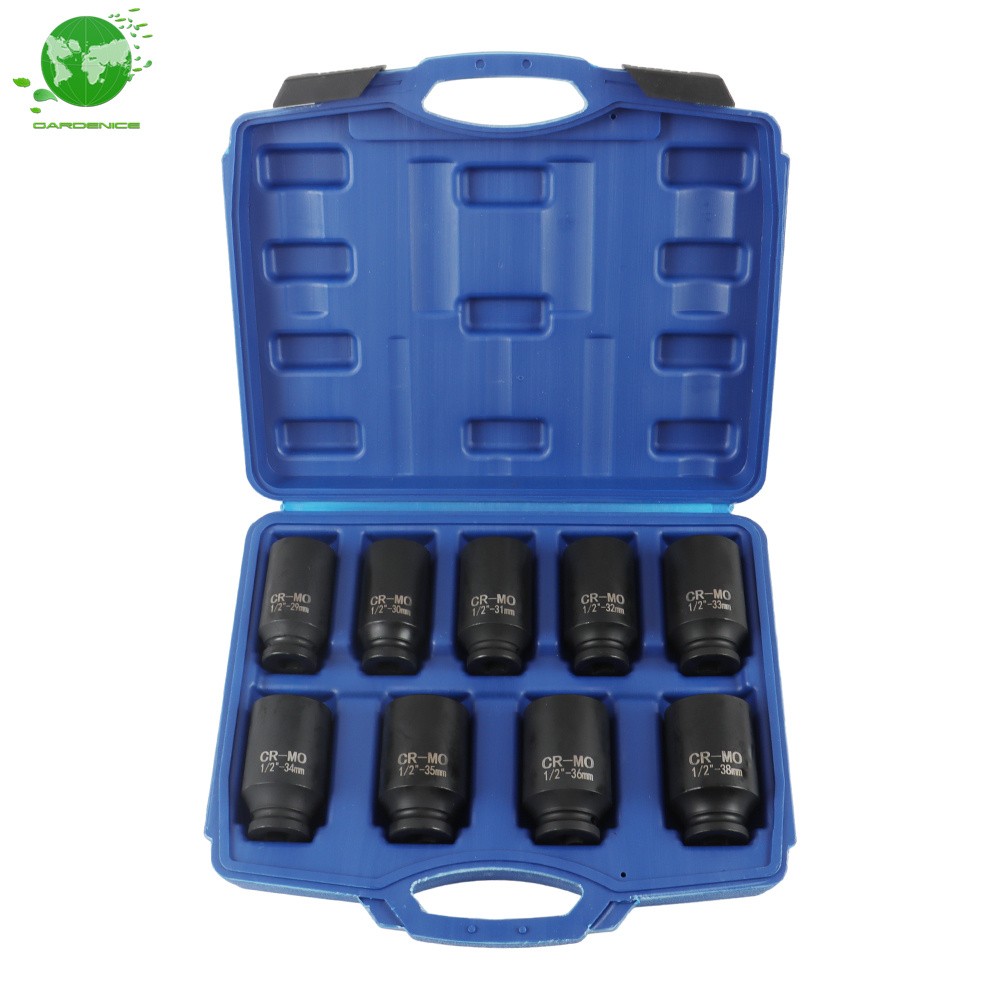 1/2″ Drive Metric Axle Hub Nut Sockets 29-38mm 9PCS Deep Impact Socket w/ Case
