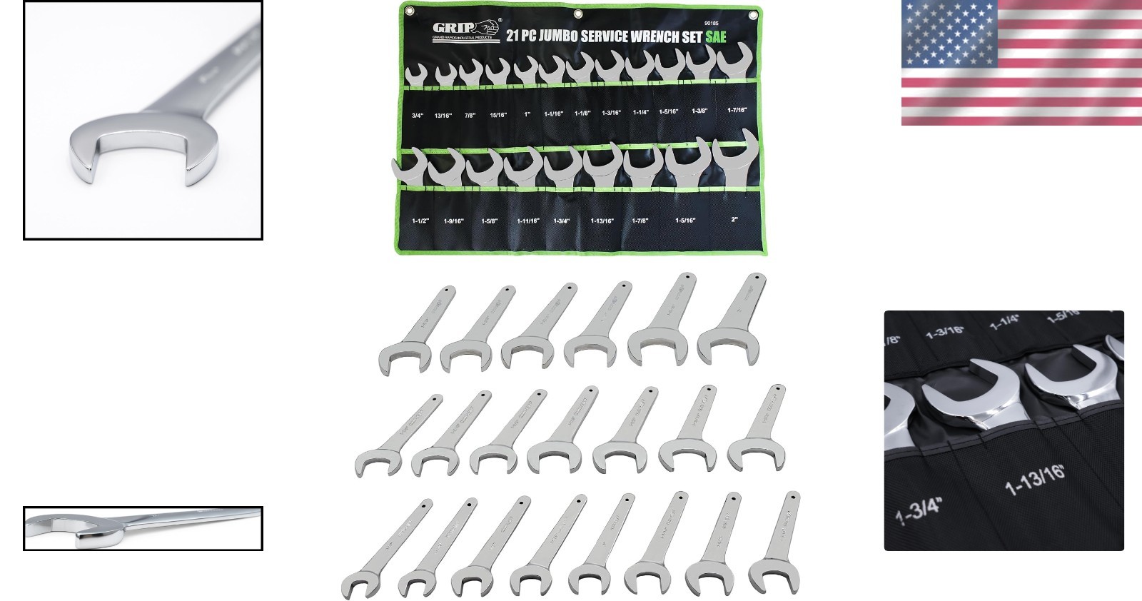 Heavy Duty 21-Piece Open End Wrench Set – From 3/4″ to 2″ – Chrome Plated Finish