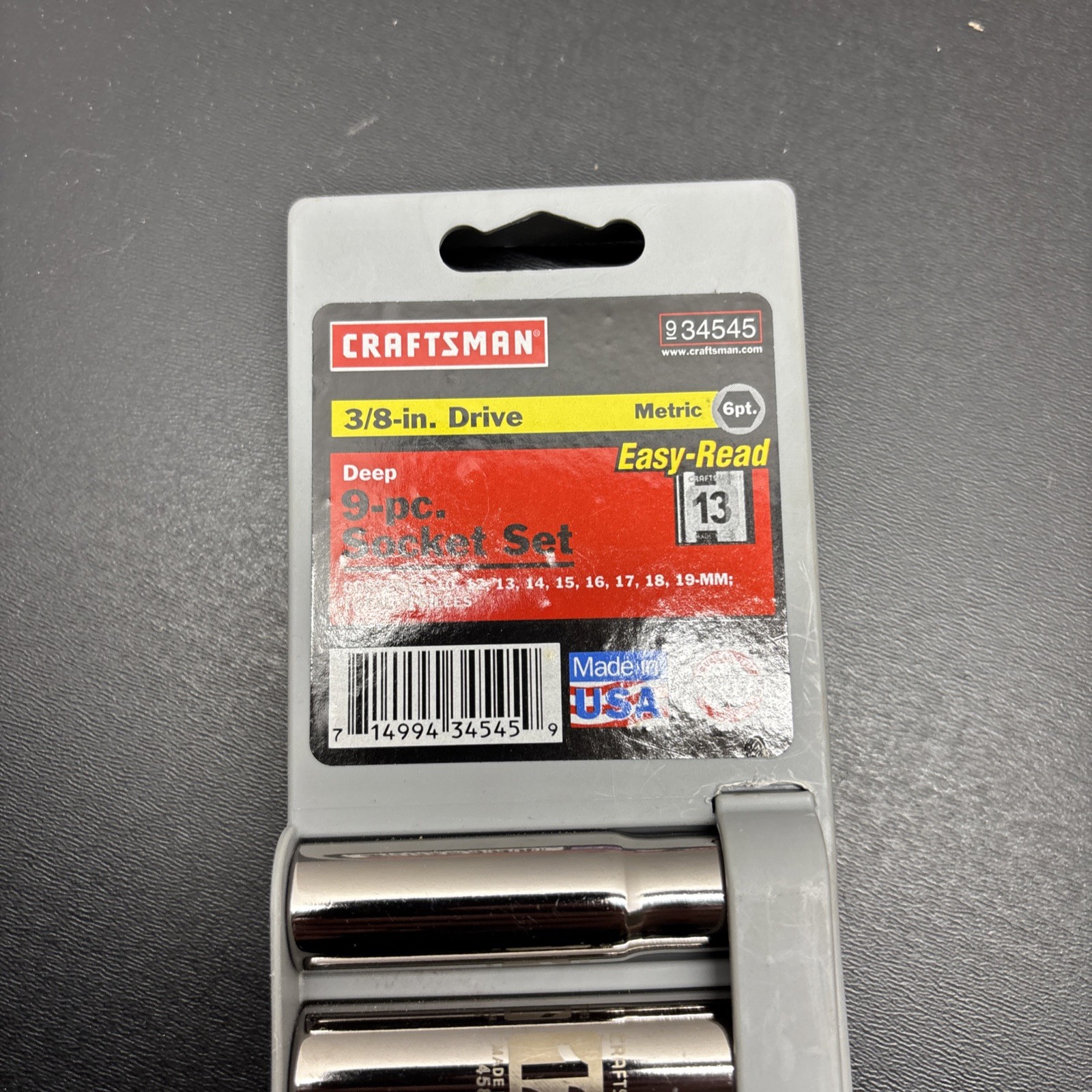 Craftsman RARE Ez Read 3/8 Drive 9pc Laser Etch 6pt Deep Well Metric Socket Set