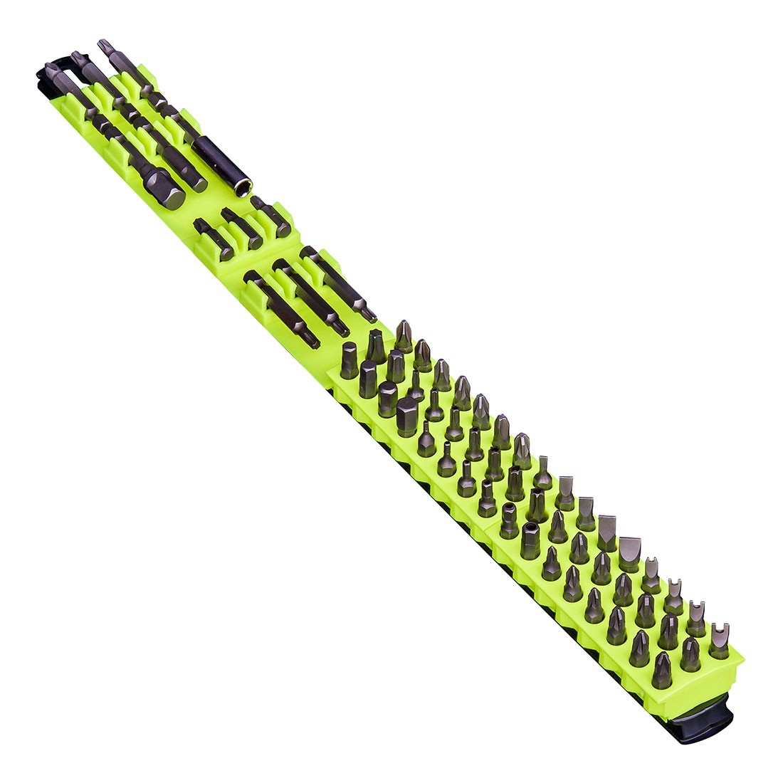 Ernst 5733HV 60 Tool Magnetic Bit Organizer Bar – Black/Hi-Viz