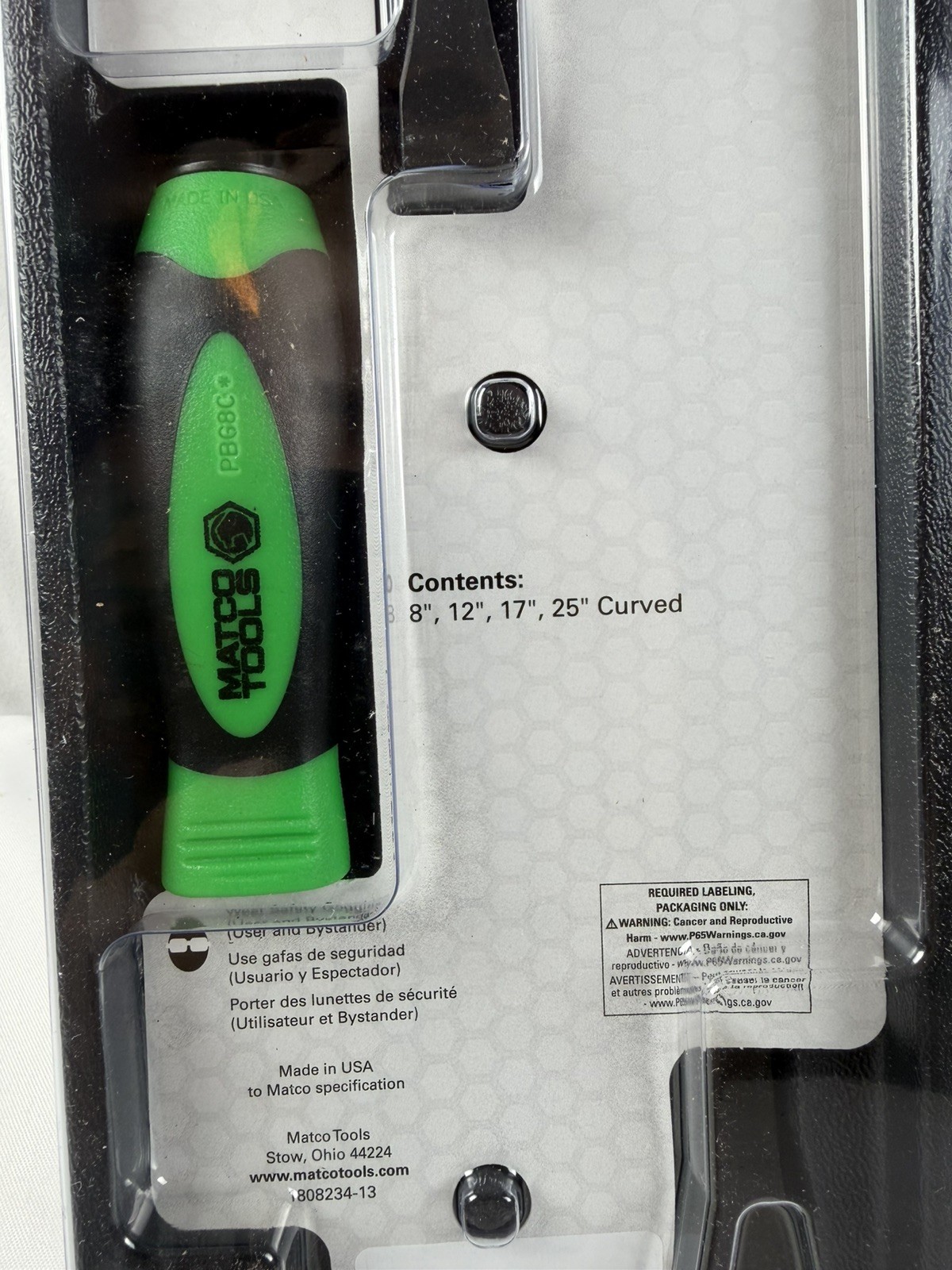 NEW Matco Tools Pry Bar Set 4-Piece Curved Tip Strike Handle (Green) PBSG4C
