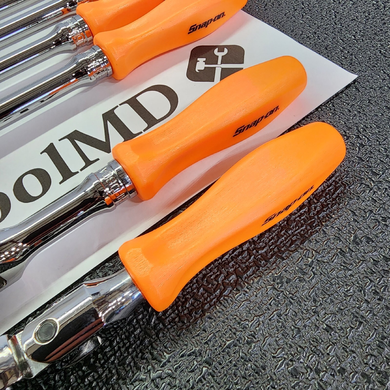 Snap-on Tools USA NEW 7pc ORANGE Hard Handle 3/8″ Drive Fixed Flex Ratchet Set