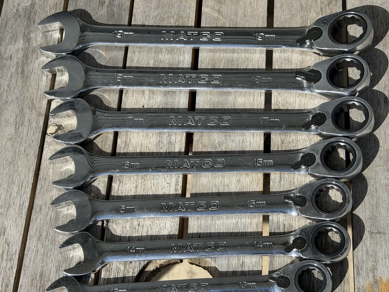 Matco Tools 8mm-19mm 12-Piece Ratcheting Wrench Set Working Smooth Excellent