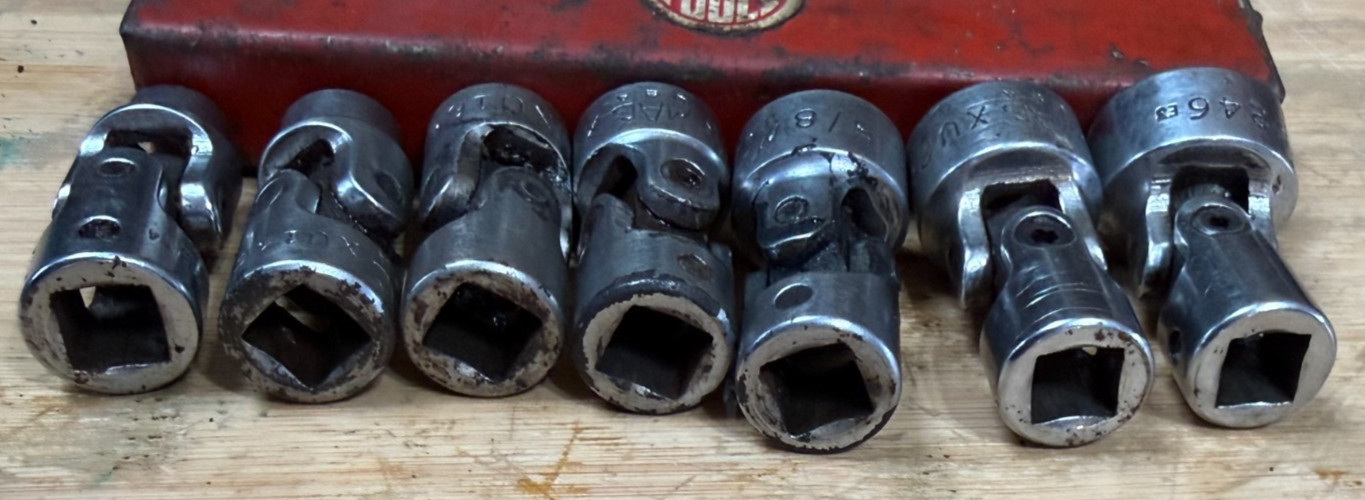 Vtg MAC Tools SAE Shallow 6-PT 3/8″ Drive Swivel Socket Set 3/8″- 3/4″ w/tray
