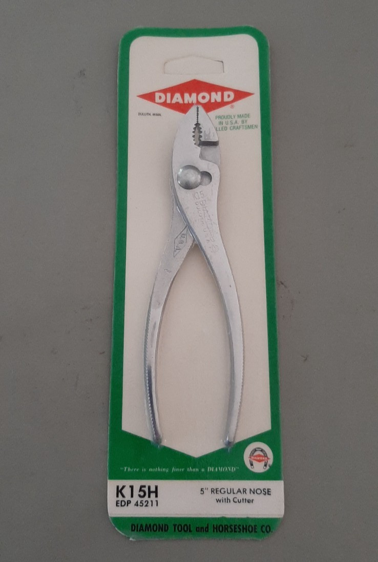 NOS Diamond Tool Horseshoe 5″ Regular Nose Cutter Slip Joint Pliers K15 K15H 1A