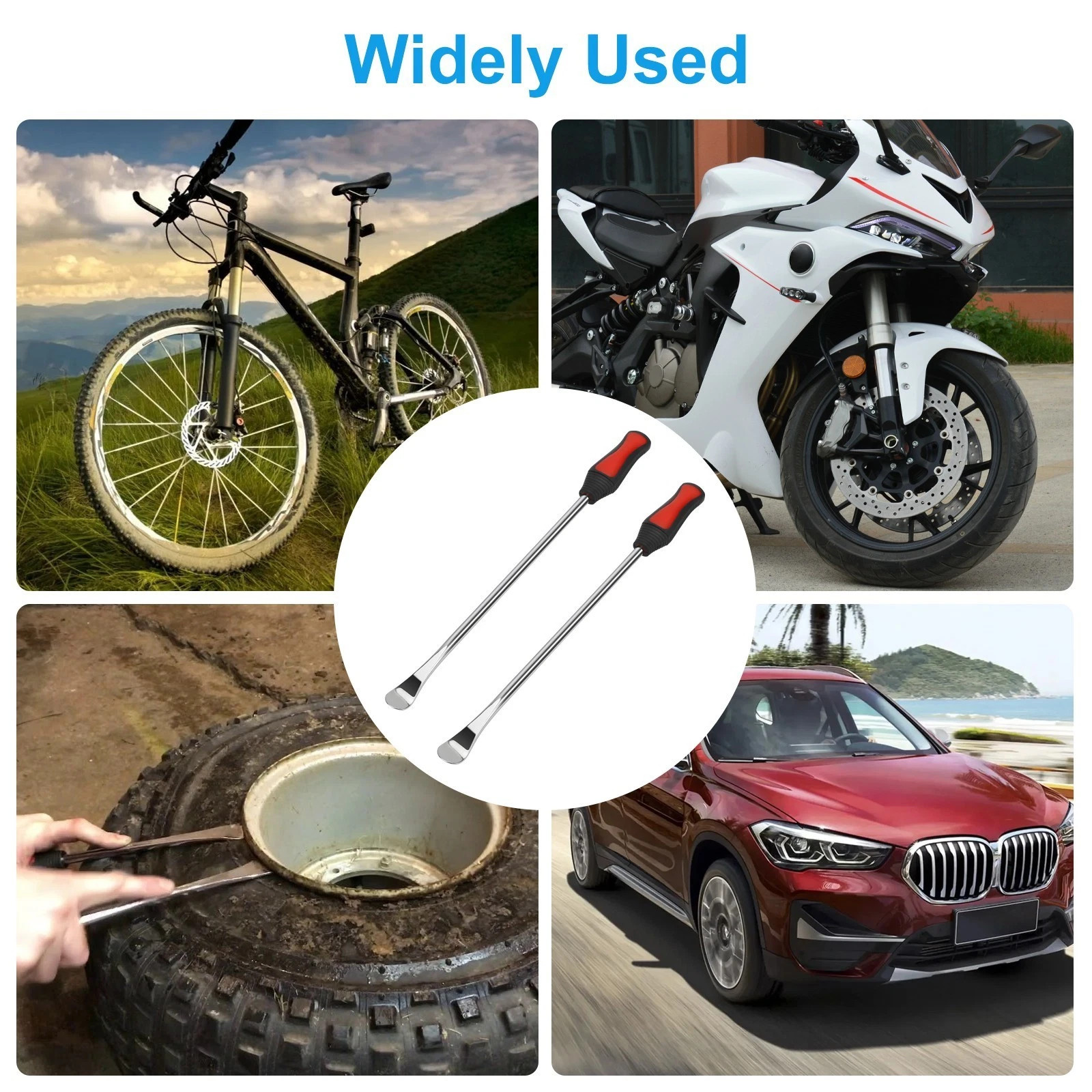 Steel Tire Spoon Lever Iron Kit Professional Motorcycle Tire Changing Tool USA