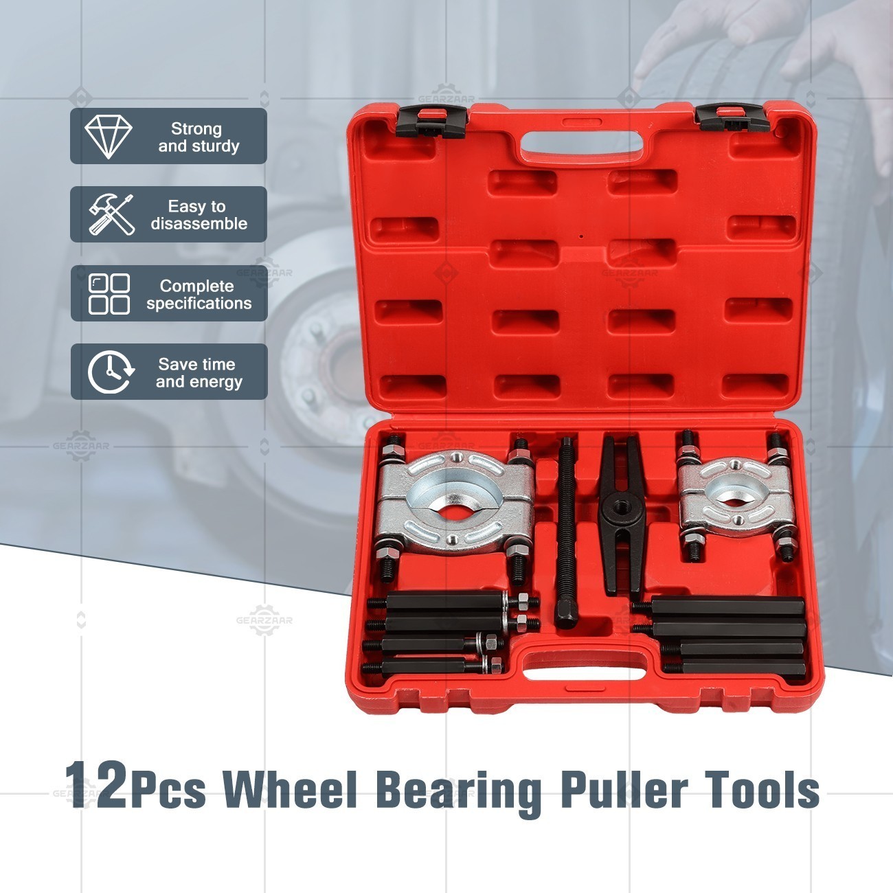 12PCS Heavy Duty Bearing Separator Removal Tool Kit Wheel Hub Axle Puller Set