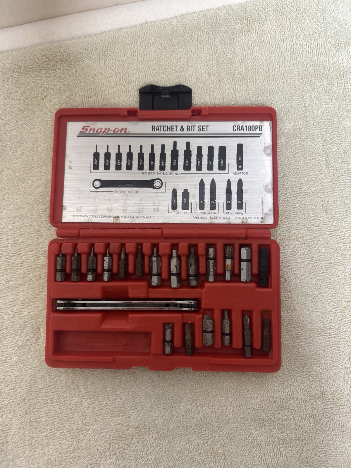 Snap On Offset Driver Set Ratchet & Bit Set CRA180PB MSRP 525