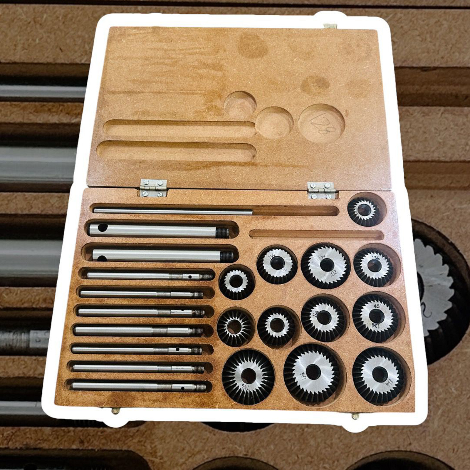 New Set Of 12Pcs Valve Seat & Face Cutter Pieces Carbon Steel Wooden Box Skylark