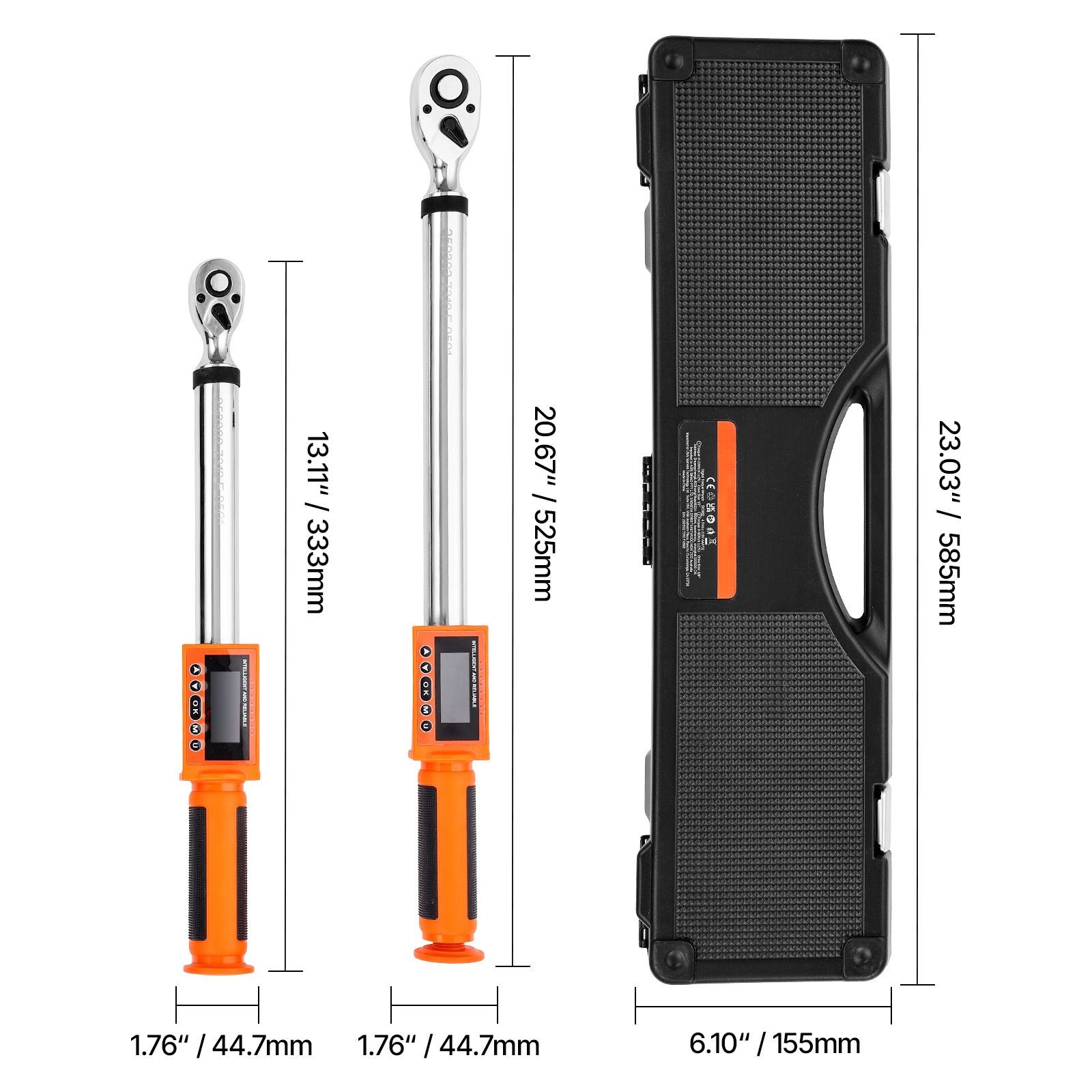 Digital Torque Wrench Set 1/2 3/8 Drive ±2% Accuracy