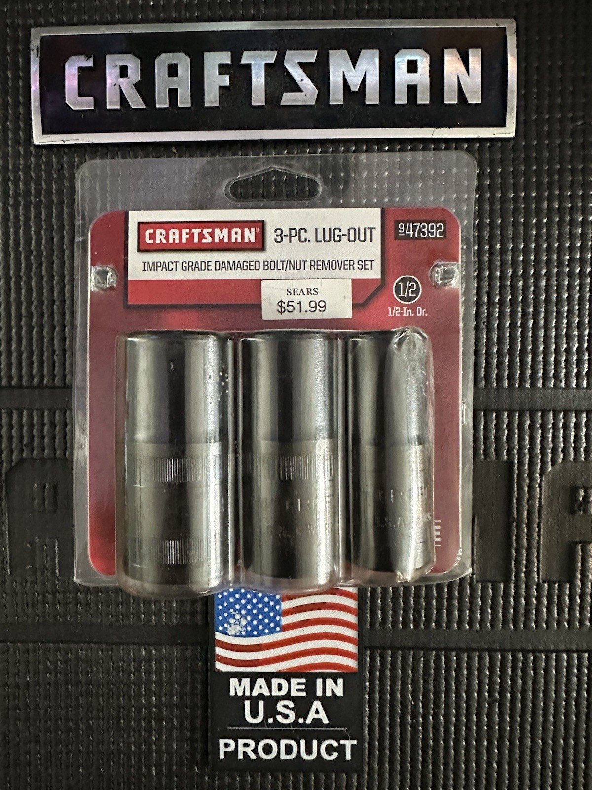NOS 🔥 Craftsman Impact Lug-Out 3pc Wheel Lug & Lock Flip Socket Set USA 🇺🇸